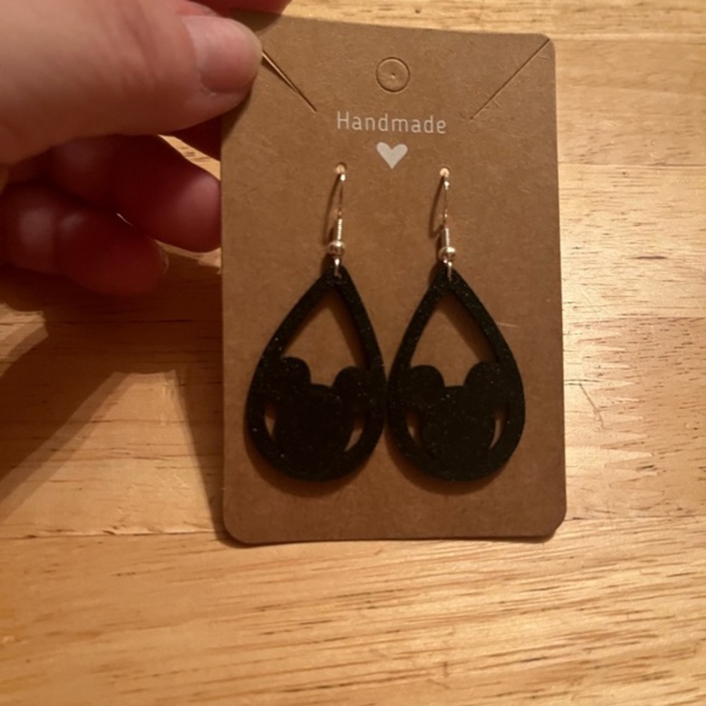 Handmade Black Teardrop Earrings Made with a 3D printer.